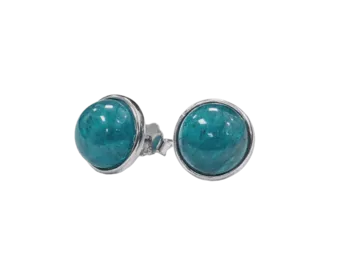 Boucles d'Oreilles Argent 925 Apatite Bleue AA 8mm