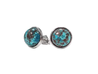 Boucles d'Oreilles Argent 925 Chrysocolle AA 8mm
