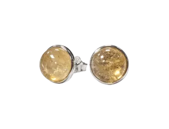 Boucles d'Oreilles Argent 925 Citrine Naturelle AA 8mm