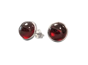 Boucles d'Oreilles Argent 925 Grenat Rouge AAA 8mm