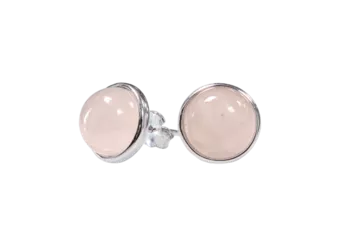 Boucles d'Oreilles Argent 925 Quartz Rose AA 8mm