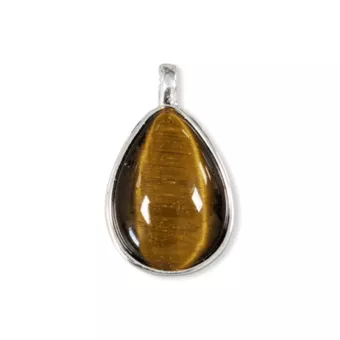 Pendentif Goutte Argent 925 Oeil de Tigre AA 23.5mm
