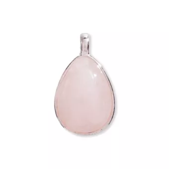 Pendentif Goutte Argent 925 Quartz Rose AA 23.5mm