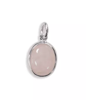 Pendentif Ovale Argent 925 Quartz Rose AA 13mm