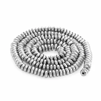 Perles Intercalaires Facettées en Hématite Argentée 4x2mm