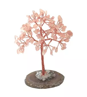 Arbre de Vie Quartz Rose sur Agate 12-13cm