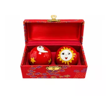 Boules de Massage Chinoises Soleil et Lune Rouges 4,2 cm