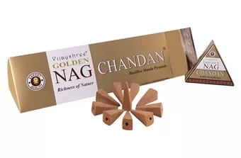 Cônes d’encens backflow Vijayshree Golden Nag Chandan 12 pcs