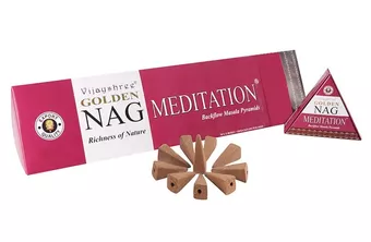 Cônes d’encens backflow Vijayshree Golden Nag Meditation 12 pcs