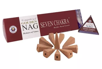Cônes d’encens backflow Vijayshree Golden Nag Sept Chakras 12 pcs