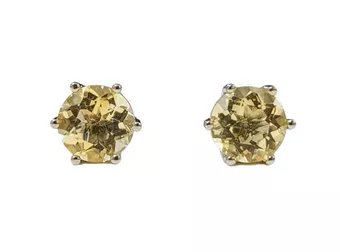 Boucles d'Oreilles Solitaire en Cuivre Blanc Citrine Naturelle AA stud