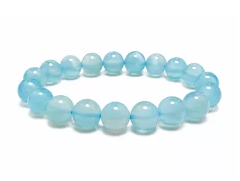 Bracelet Agate Bleue Chauffée AA perles 10mm