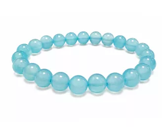 Bracelet Agate Bleue Chauffée AA perles 8mm