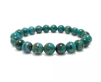 Bracelet Amblygonite Chrysocolle AAA Perles 8 mm