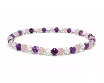 Bracelet Améthyste Cristal de Roche Quartz Rose A Perles 4mm