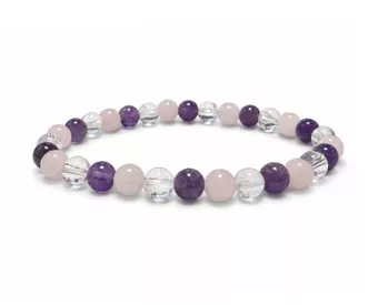 Bracelet Améthyste Cristal de Roche Quartz Rose A Perles 6-7mm