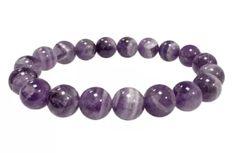 Bracelet Améthyste Rubanée A perles 10mm