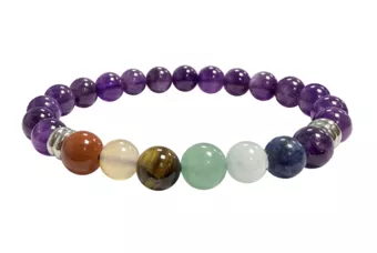 Bracelet Amethyste 7 chakras A perles 8mm