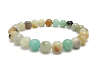 Bracelet Amazonite Multicolore A Perles 8mm