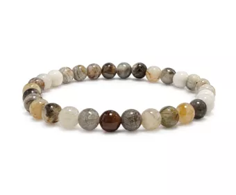 Bracelet Agate Plume AB Perles 6 mm