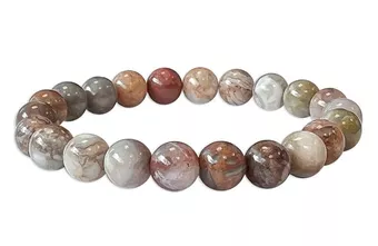 Bracelet Agate Plume AB perles 8mm