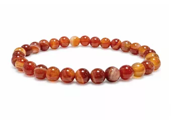 Bracelet Agate Rouge Rubanée A perles 6mm