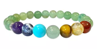 Bracelet Aventurine Verte A 7 chakras perles 8mm
