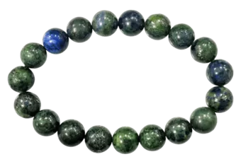 Bracelet Azurite & Malachite Stabilisée A perles 10mm