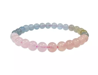 Bracelet Béryls Aigue-Marine et Morganite AAA Perles 6-7 mm