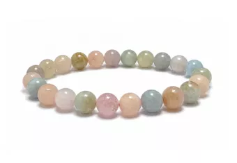 Bracelet Béryls Aigue-Marine et Morganite A Perles 8-9 mm