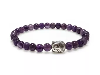 Bracelet Améthyste & Bouddha A Perles 6 mm