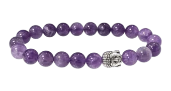 Bracelet Amethyste & Bouddha A perles 8mm