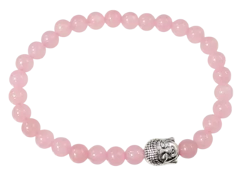 Bracelet Quartz Rose & Bouddha perles 6mm