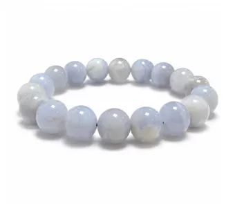 Bracelet Calcédoine Bleue Rubanée A perles 10mm