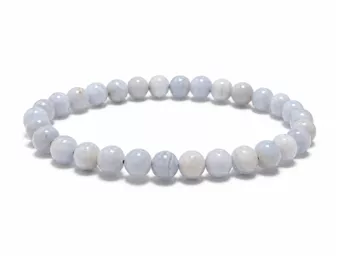 Bracelet Calcédoine Bleue Rubanée A perles 6-7mm