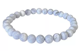 Bracelet Calcédoine Bleue Rubanée AA perles 6-7mm