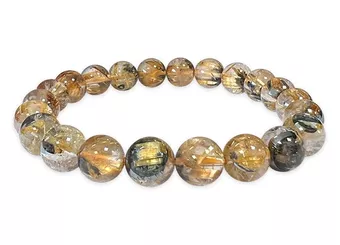 Bracelet Cristal de Roche Rutile Hematite AAA perles 7.5-8.5mm
