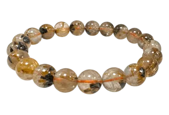 Bracelet Cristal de Roche Rutile Hematite AAA perles 9-10mm