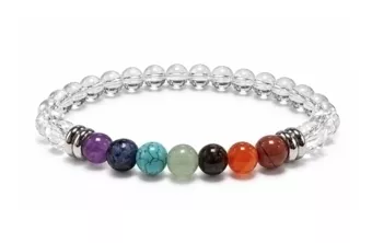 Bracelet Cristal de Roche 7 Chakras A Perles 6 mm