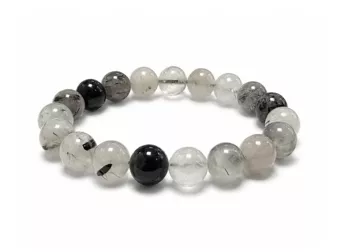 Bracelet Cristal de Roche Tourmaline A perles 10mm