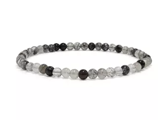 Bracelet Cristal de Roche Brésil Tourmaline A perles 4-5mm
