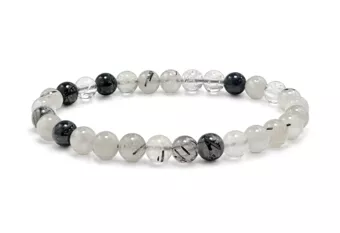 Bracelet Cristal de Roche Tourmaline A perles 6-7mm