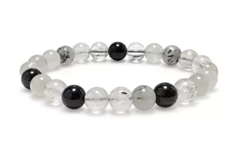 Bracelet Cristal de Roche Tourmaline A perles 8-9mm