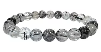 Bracelet Cristal de Roche Tourmaline AA perles 8-9mm