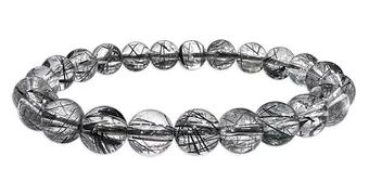 Bracelet Cristal de Roche Tourmaline AAA perles 8mm