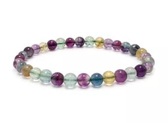 Bracelet Fluorite Multicolore AA Perles 6 mm