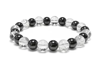 Bracelet Hématite & Cristal de Roche A Perles 8 mm