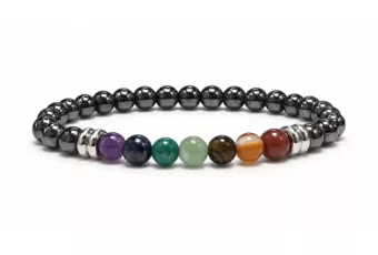 Bracelet Hématite A 7 Chakras perles 6mm