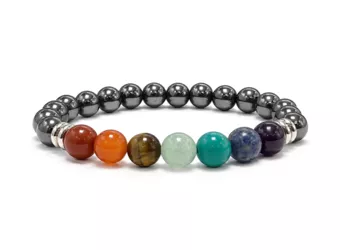 Bracelet Hématite A 7 Chakras perles 8mm