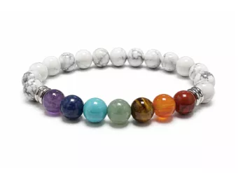 Bracelet Howlite 7 Chakras A perles 8mm